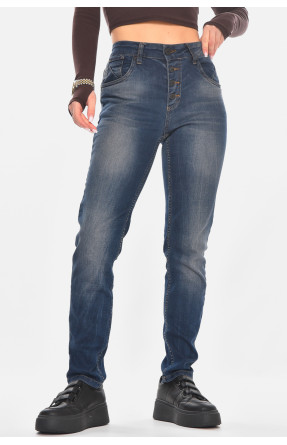 Джинсы женские однотонные тёмно-синего цвета JJ-135 210747C