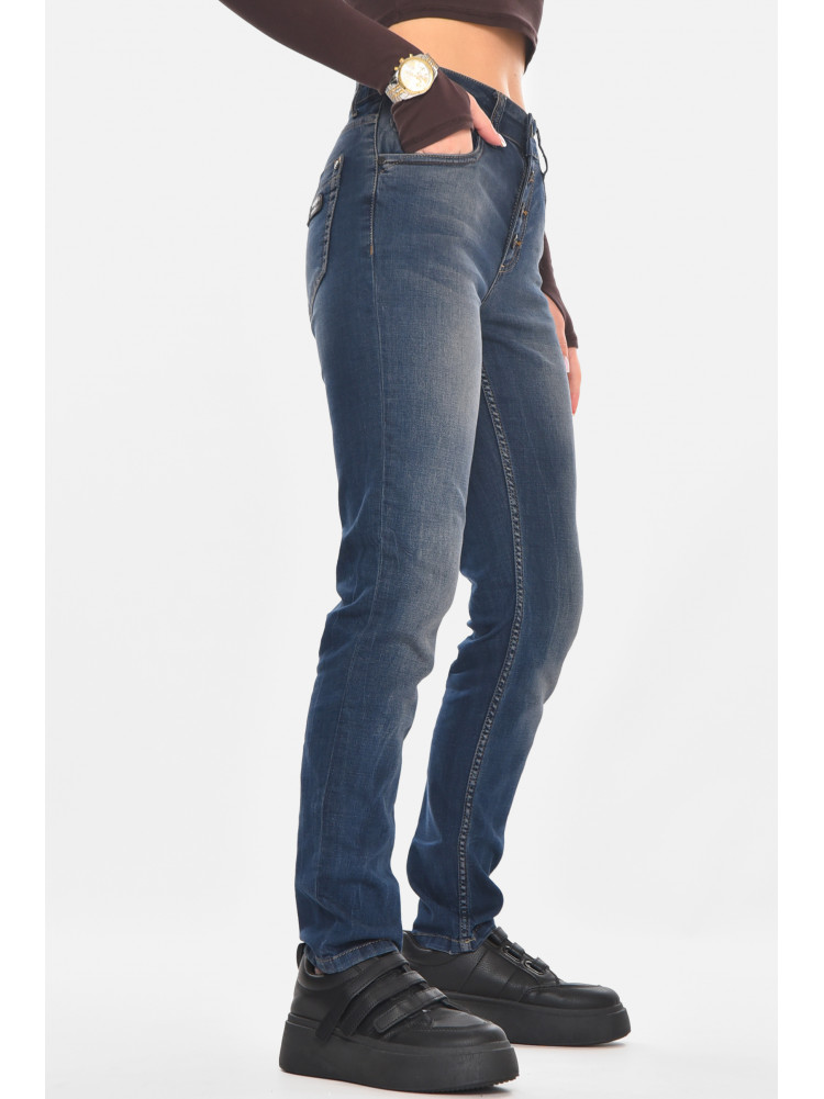 Джинсы женские однотонные тёмно-синего цвета JJ-135 210747C