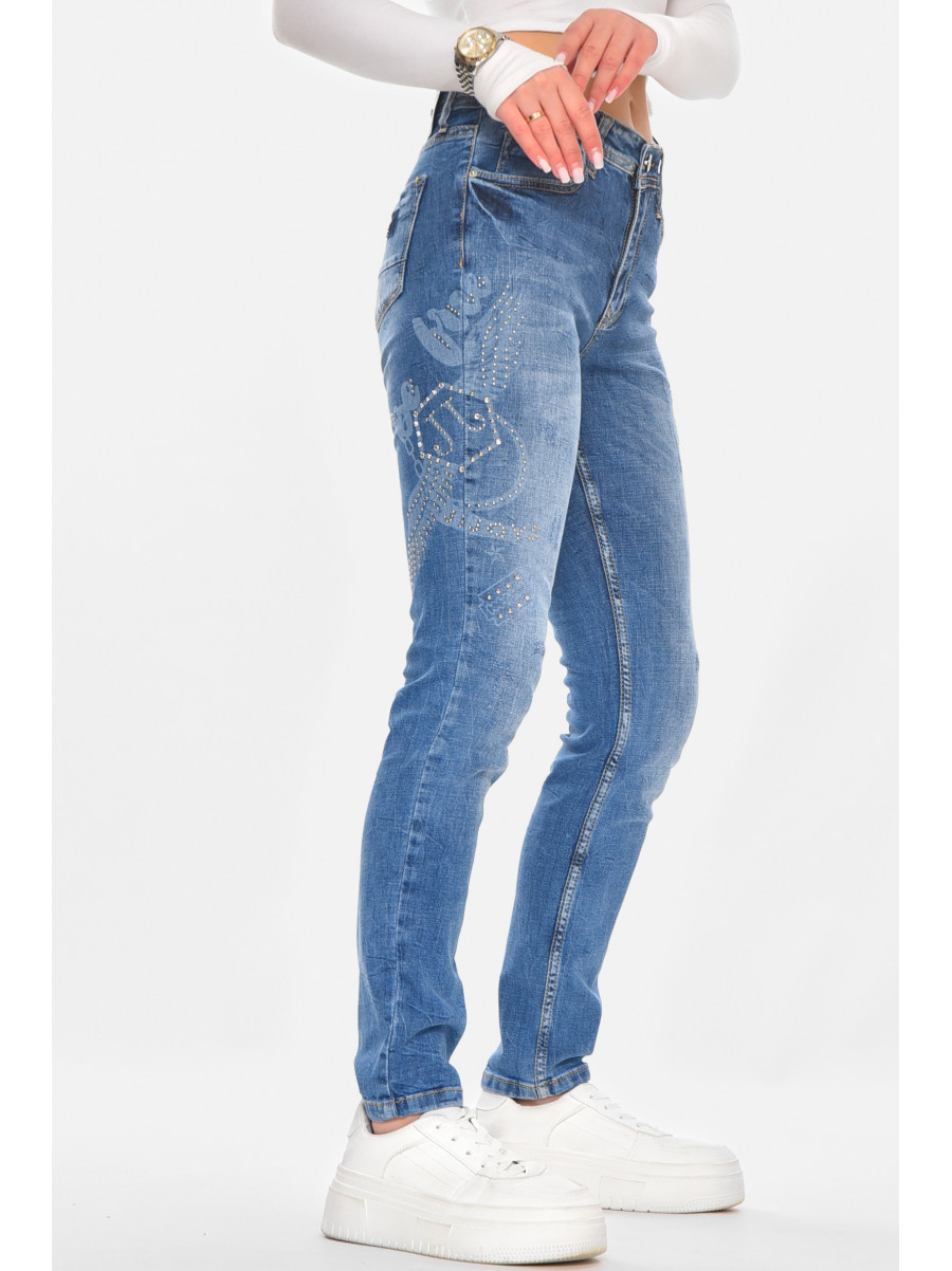 Джинсы женские однотонные синего цвета JJ-242 210748C