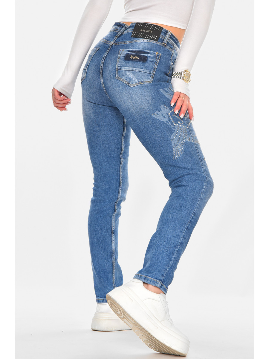 Джинсы женские однотонные синего цвета JJ-242 210748C