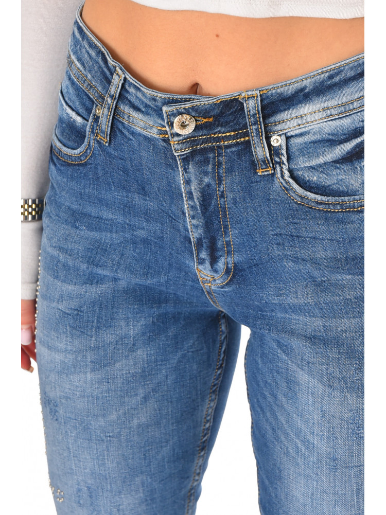 Джинсы женские однотонные синего цвета JJ-242 210748C