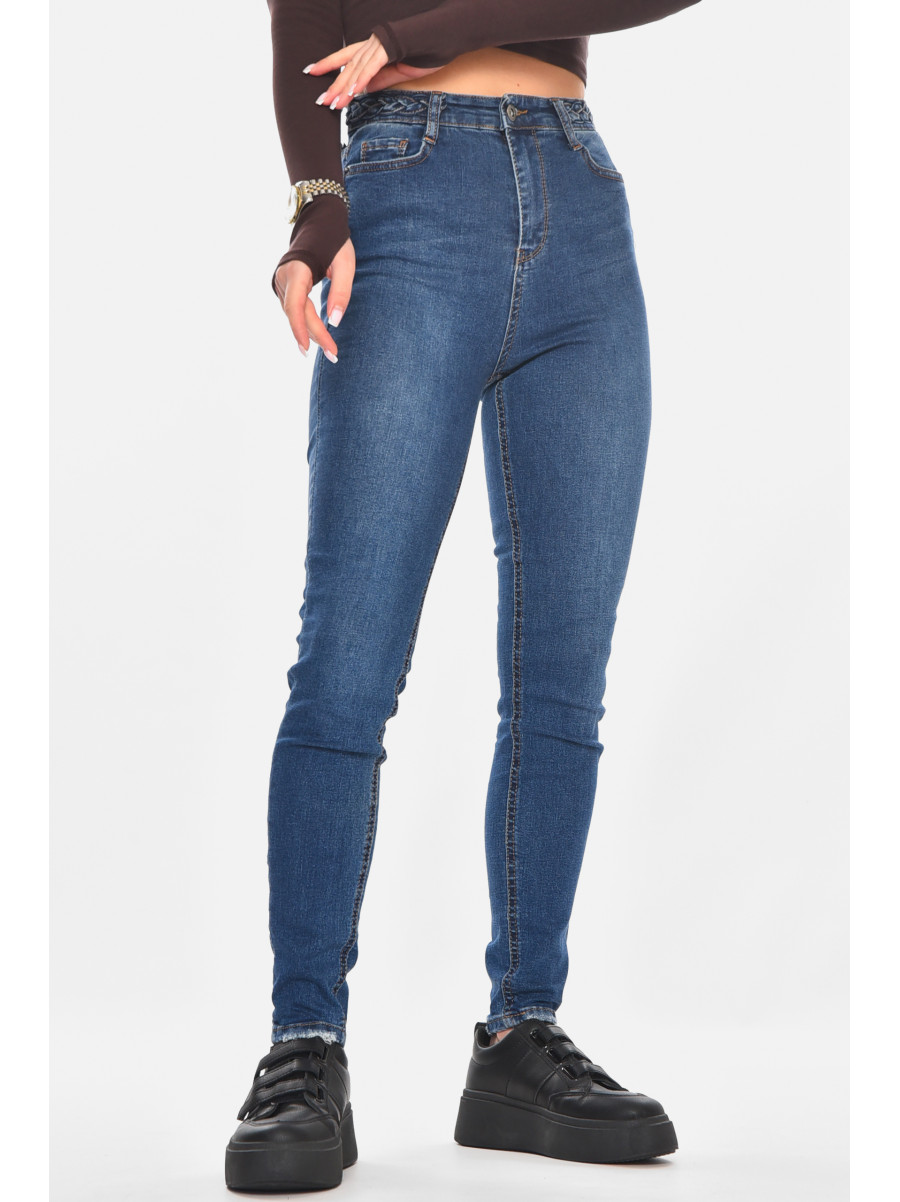 Джинсы женские однотонные тёмно-синего цвета 0939 210749C