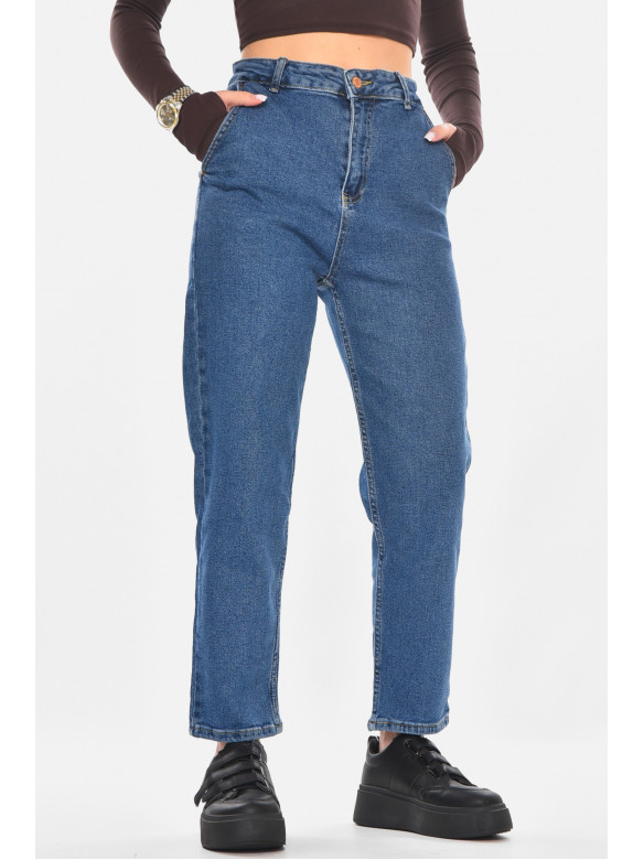 Джинсы женские однотонные тёмно-синего цвета 906 210752C