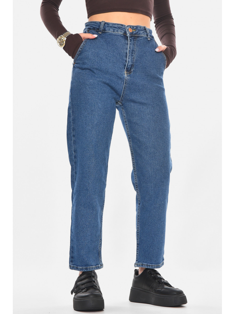 Джинсы женские однотонные тёмно-синего цвета 906 210752C