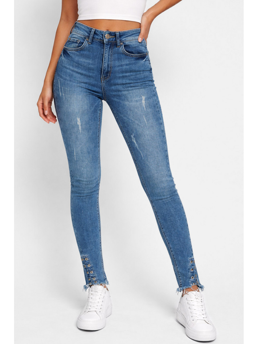 Джинсы женские однотонные синего цвета 7733 210753C