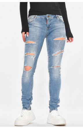 Джинсы женские однотонные синего цвета 7333 210756C