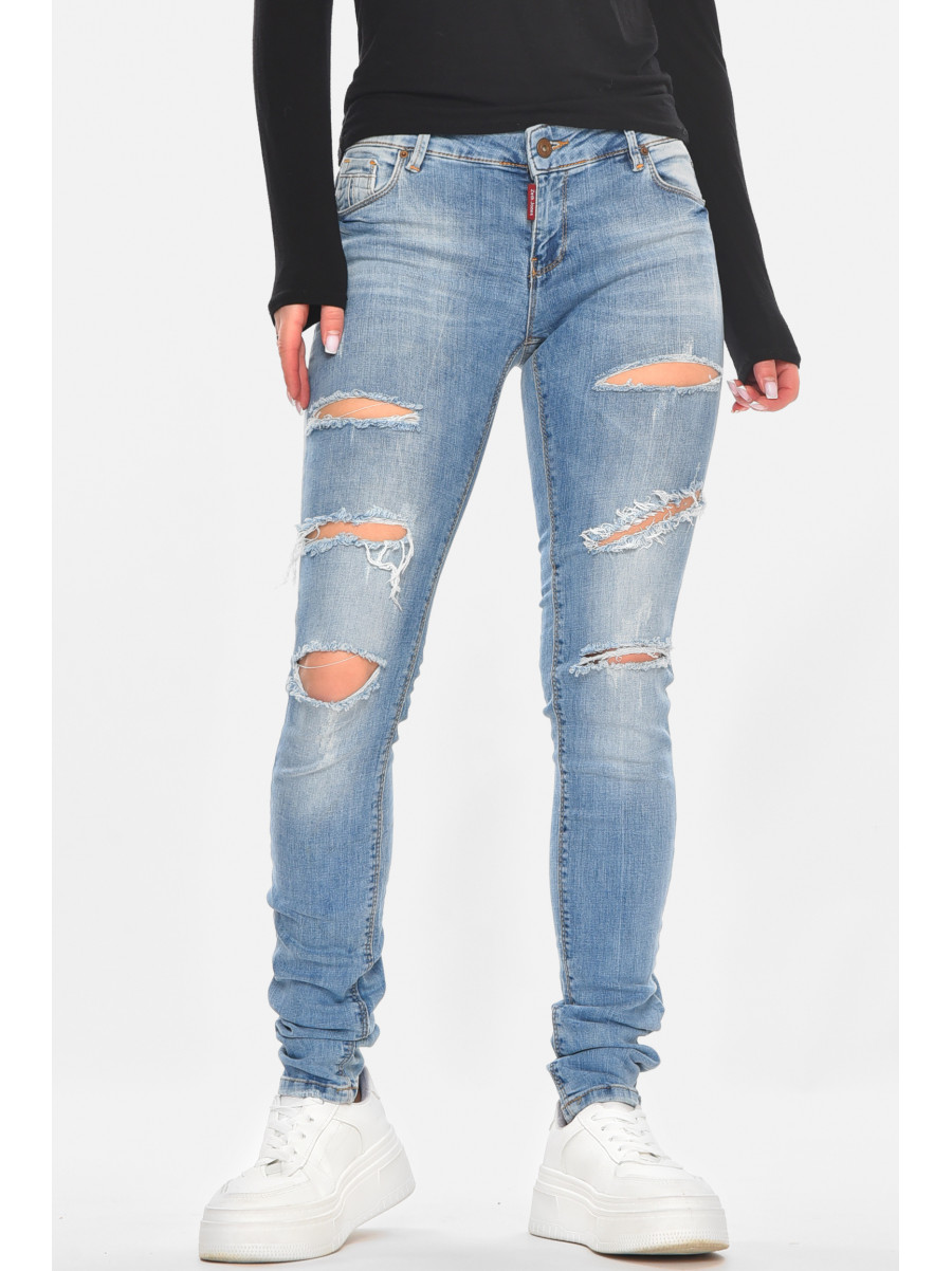 Джинсы женские однотонные синего цвета 7333 210756C