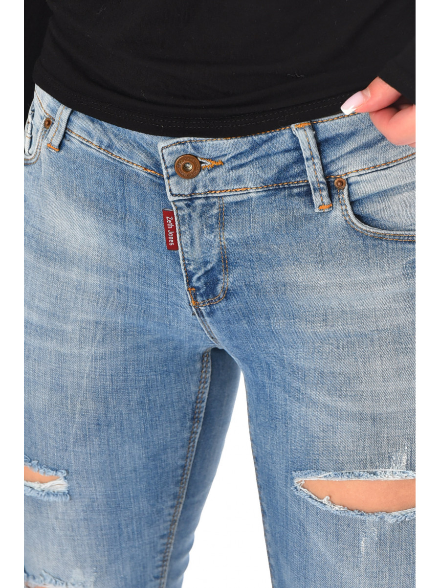 Джинсы женские однотонные синего цвета 7333 210756C