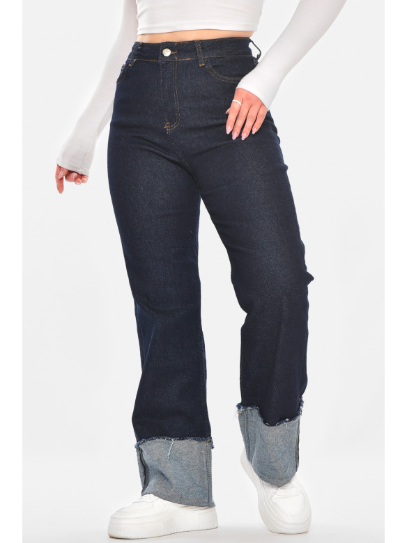 Джинсы женские однотонные тёмно-синего цвета 00434 210757C