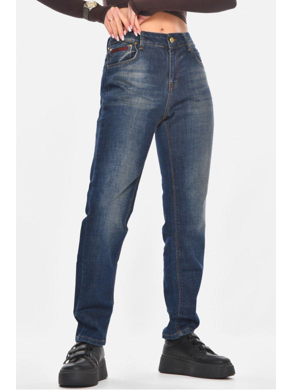 Джинсы женские однотонные тёмно-синего цвета 4134 210759C