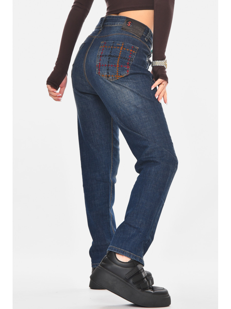 Джинсы женские однотонные тёмно-синего цвета 4134 210759C