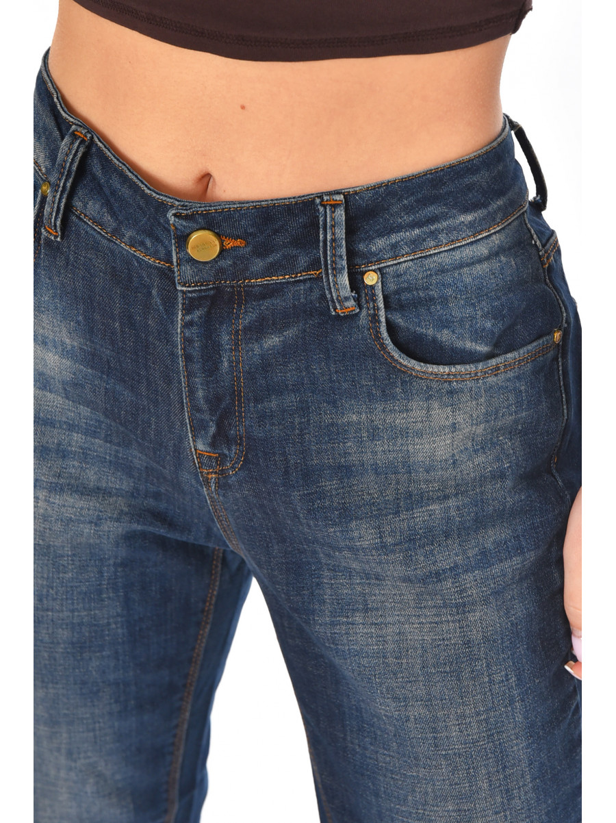 Джинсы женские однотонные тёмно-синего цвета 4134 210759C