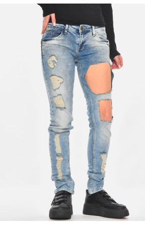 Джинсы женские однотонные голубого цвета 1295 210762C