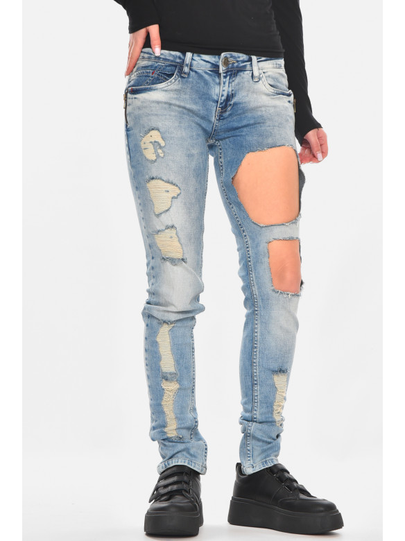 Джинсы женские однотонные голубого цвета 1295 210762C