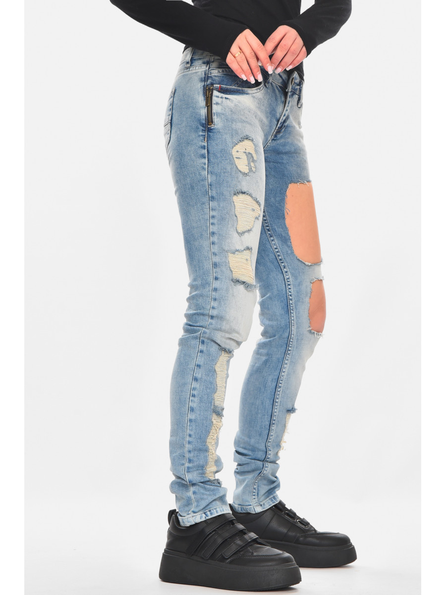 Джинсы женские однотонные голубого цвета 1295 210762C