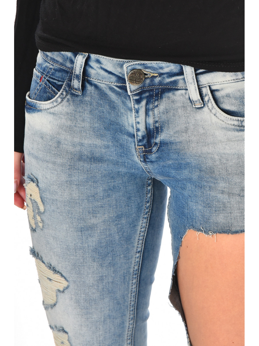 Джинсы женские однотонные голубого цвета 1295 210762C