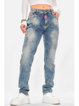 Джинсы женские однотонные синего цвета 3017 210763C