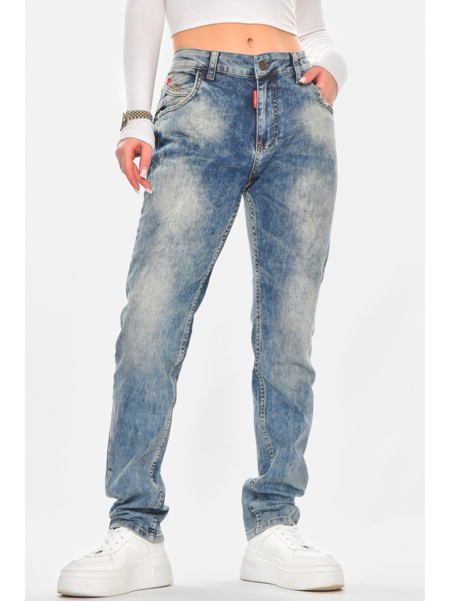 Джинсы женские однотонные синего цвета 3017 210763C