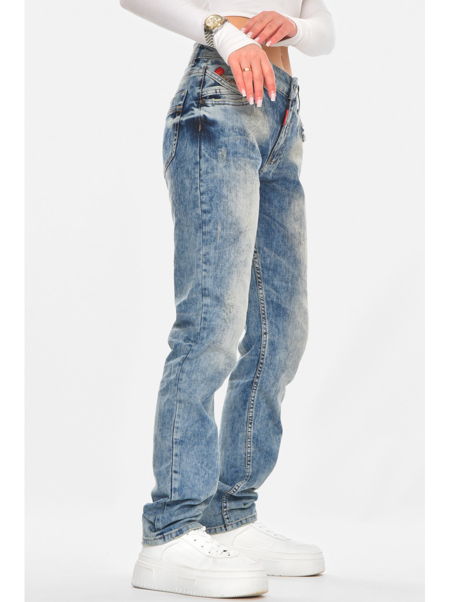 Джинсы женские однотонные синего цвета 3017 210763C