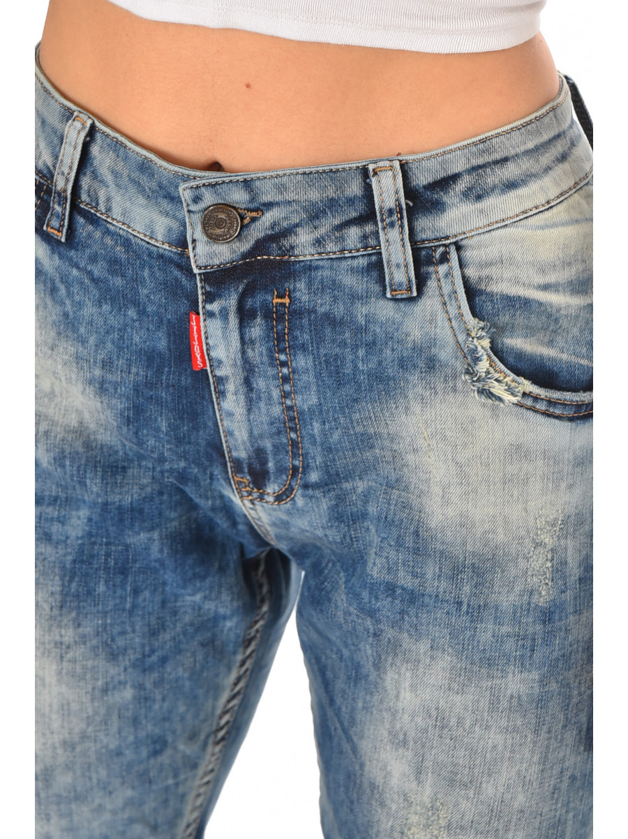 Джинсы женские однотонные синего цвета 3017 210763C