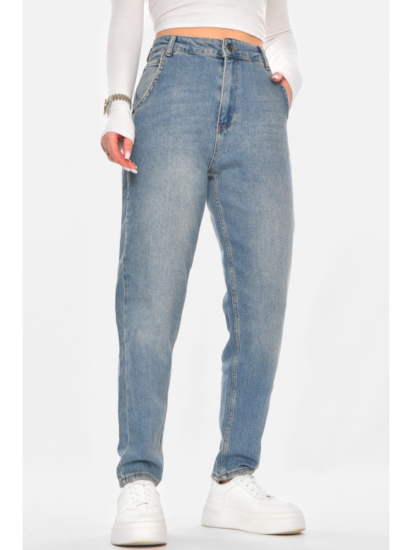 Джинсы женские однотонные светло-синего цвета 1007 210764C