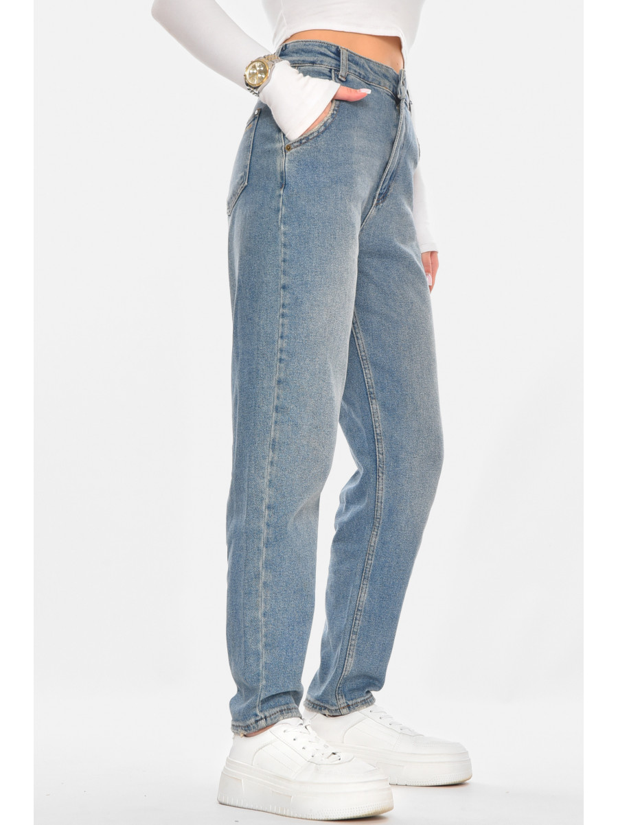 Джинсы женские однотонные светло-синего цвета 1007 210764C
