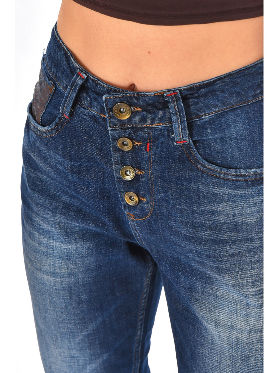 Джинсы женские однотонные синего цвета 840 210765C