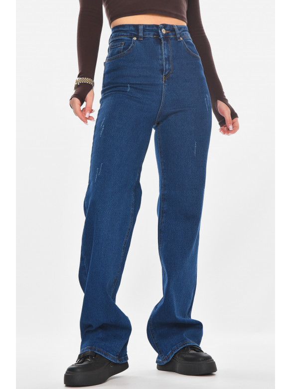 Джинсы женские однотонные синего цвета 1037 210767C
