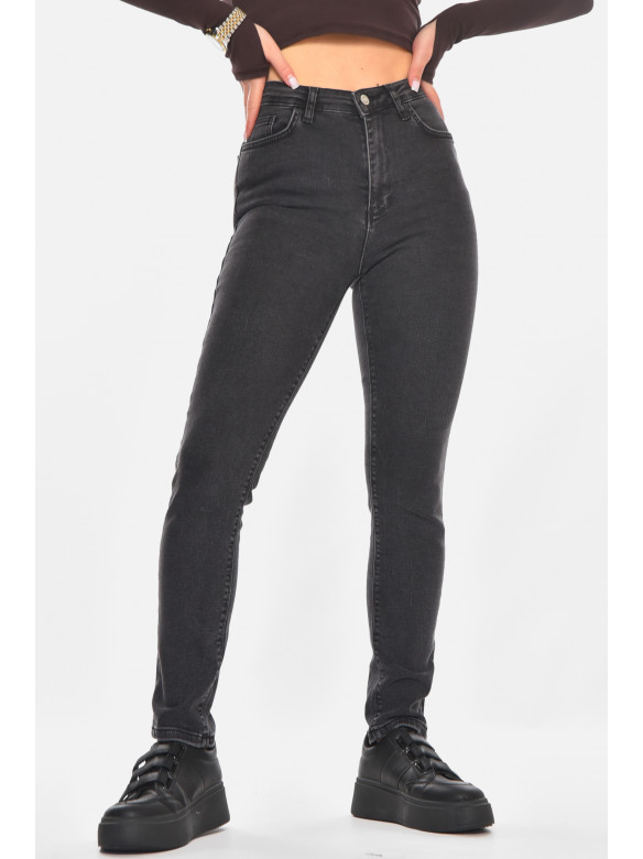 Джинсы женские однотонные тёмно-серого цвета RW-03 210768C
