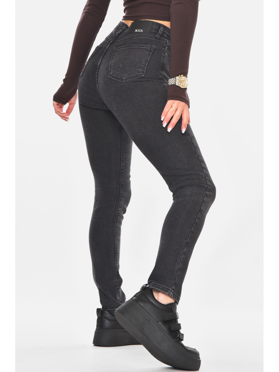 Джинсы женские однотонные тёмно-серого цвета RW-03 210768C