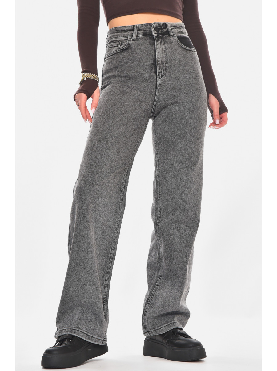 Джинсы женские однотонные серого цвета 1037 210769C