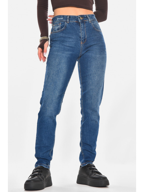 Джинсы женские однотонные синего цвета 1050 210770C