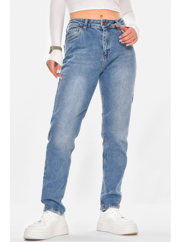 Джинсы женские однотонные синего цвета 1130 210771C