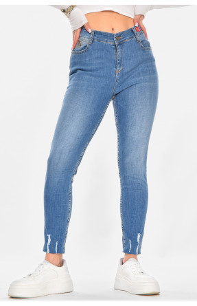 Джинсы женские однотонные синего цвета 1071 210772C