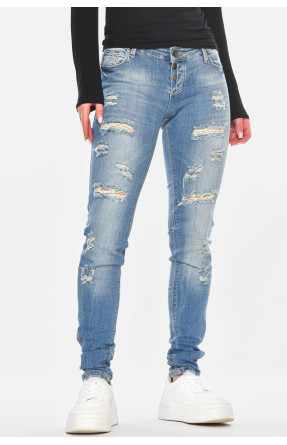 Джинсы женские однотонные голубого цвета 7331 210774C