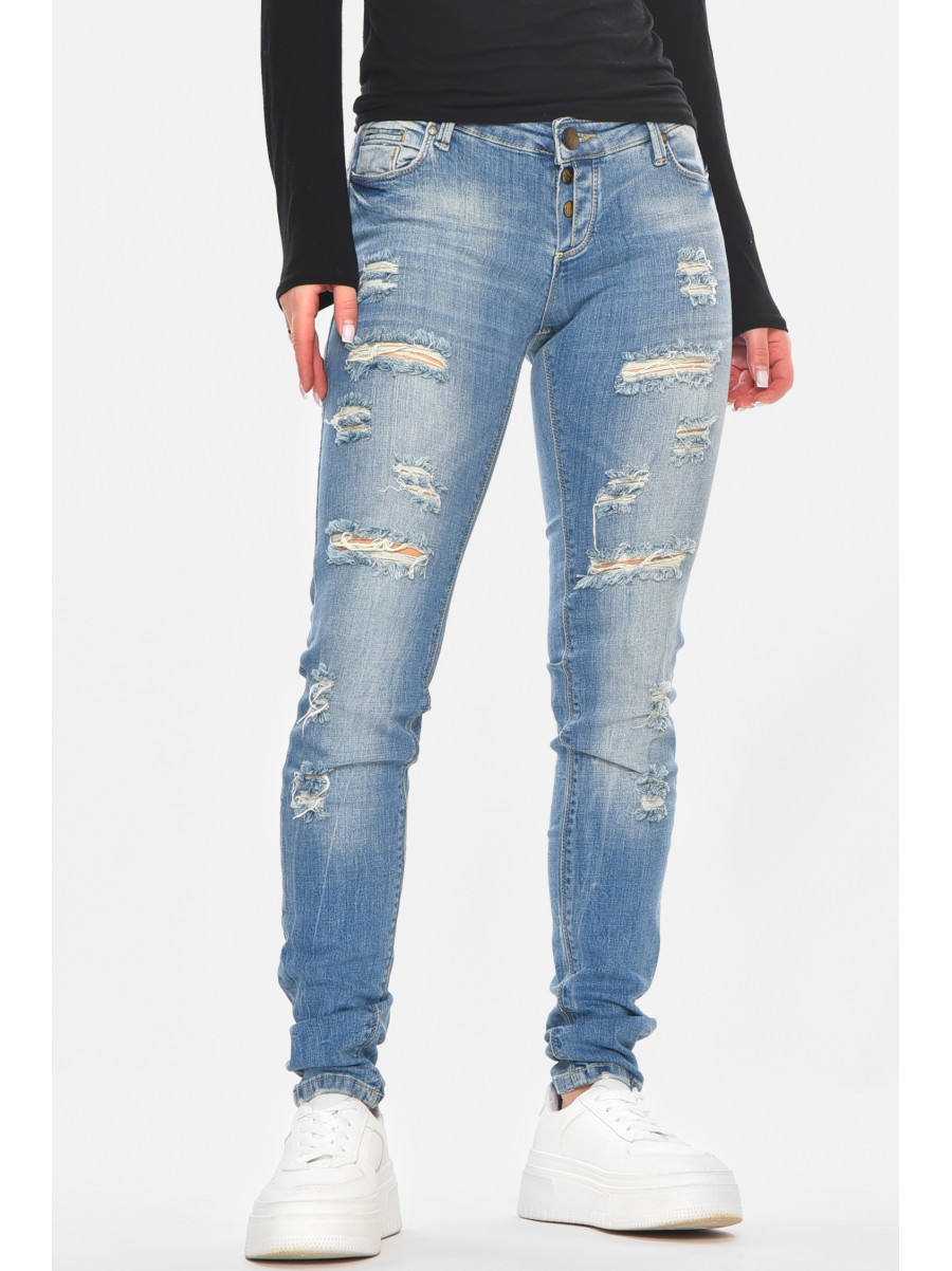 Джинсы женские однотонные голубого цвета 7331 210774C