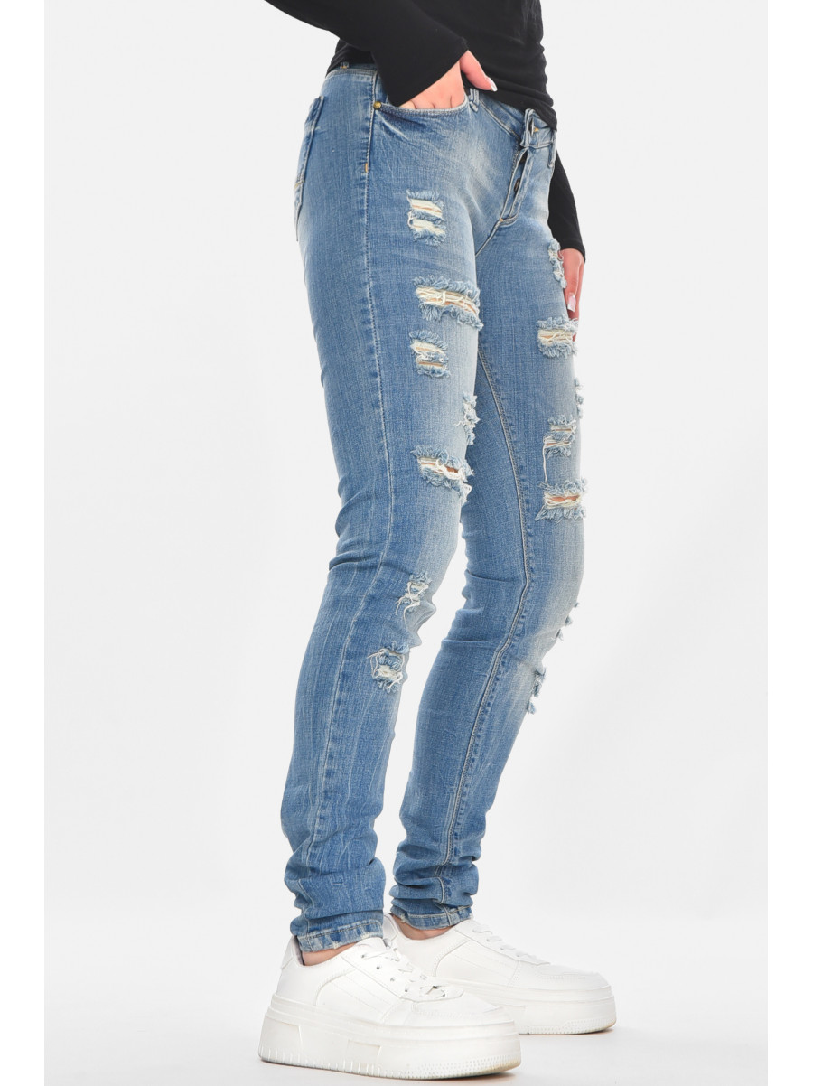 Джинсы женские однотонные голубого цвета 7331 210774C