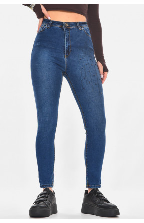 Джинсы женские однотонные синего цвета 1602 210775C