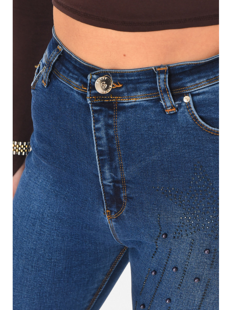 Джинсы женские однотонные синего цвета 1602 210775C