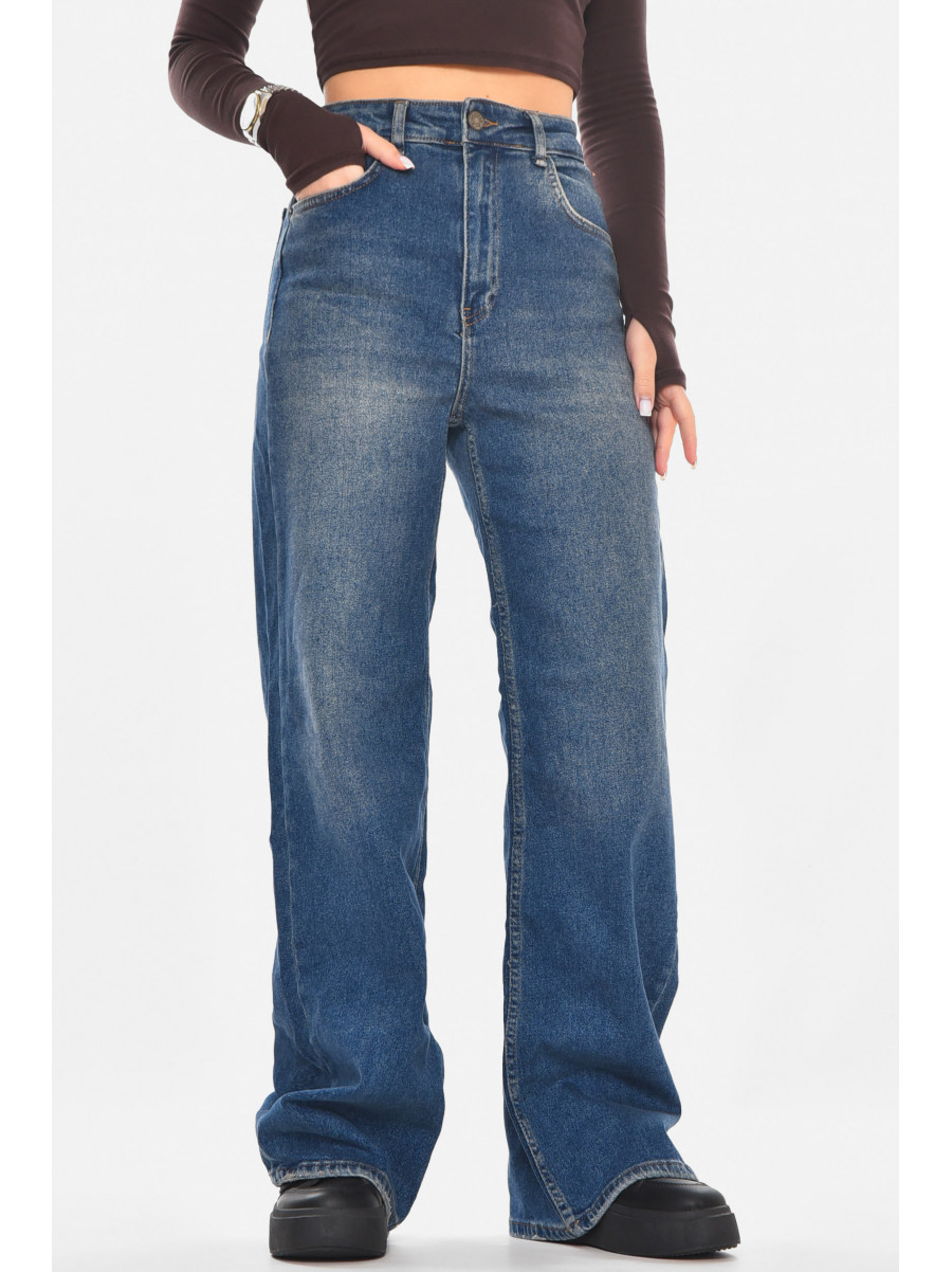 Джинсы женские однотонные синего цвета 1104 210776C