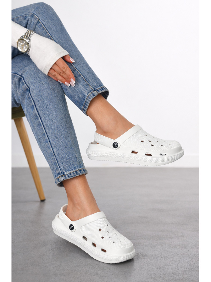 Кроксы женские белого цвета С-98 210778C