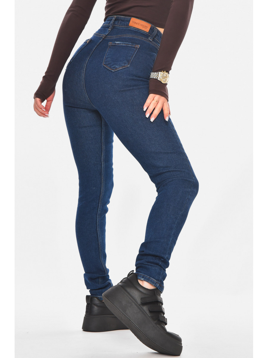 Джинсы женские однотонные темно-синего цвета 0964 210781C