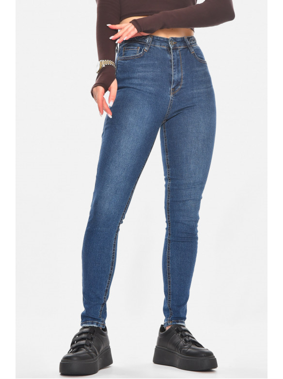 Джинсы женские однотонные синего цвета 0936 210784C