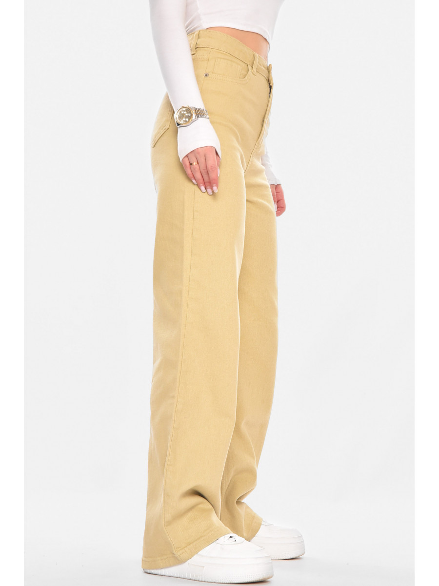 Джинсы женские однотонные бежевого цвета 1037 210790C