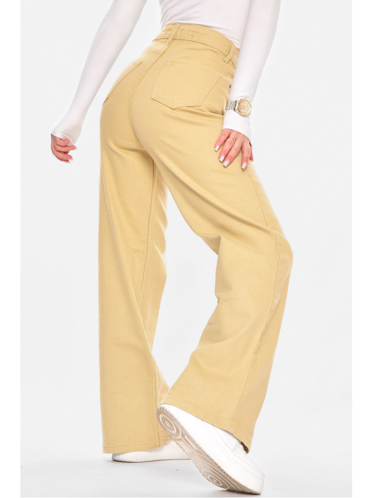 Джинсы женские однотонные бежевого цвета 1037 210790C