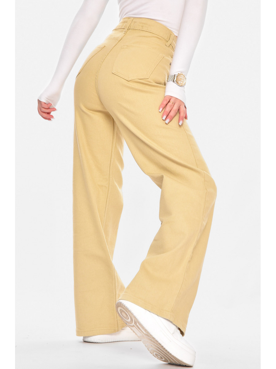 Джинсы женские однотонные бежевого цвета 1037 210790C