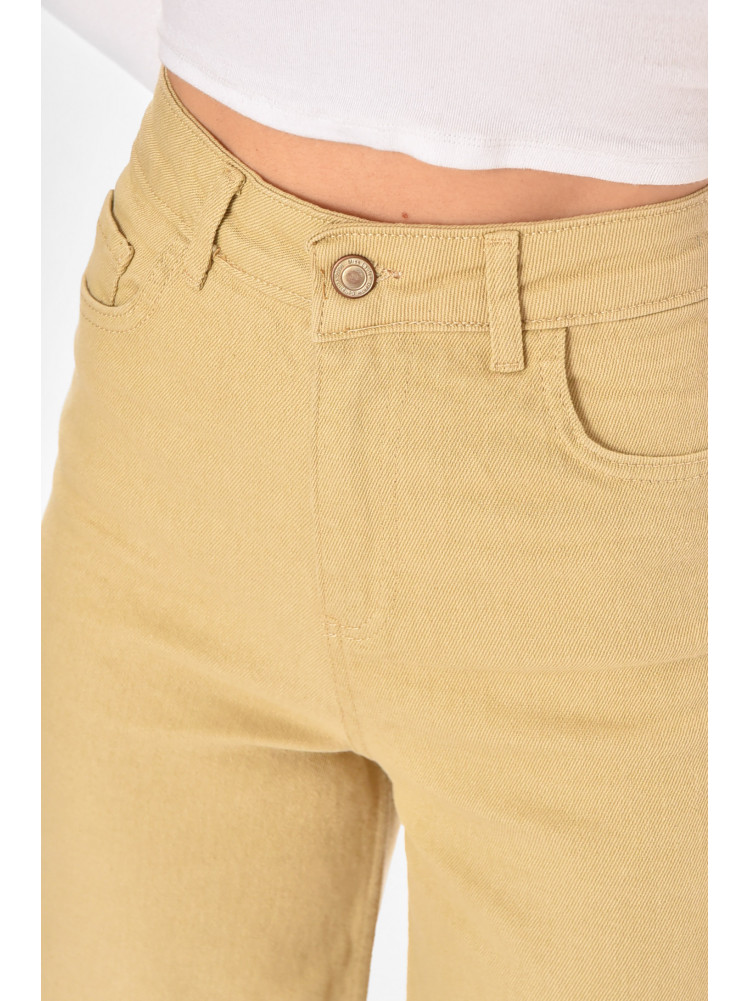 Джинсы женские однотонные бежевого цвета 1037 210790C