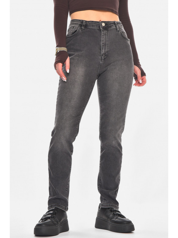 Джинсы женские однотонные тёмно-серого цвета RW-102-1 210791C