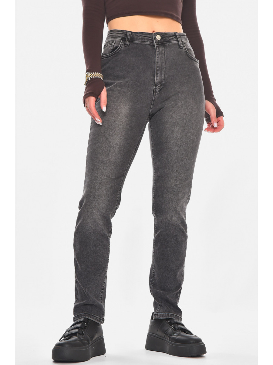 Джинсы женские однотонные тёмно-серого цвета RW-102-1 210791C