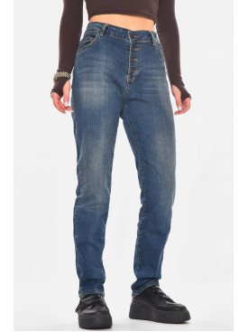 Джинсы женские однотонные тёмно-синего цвета 305 210794C